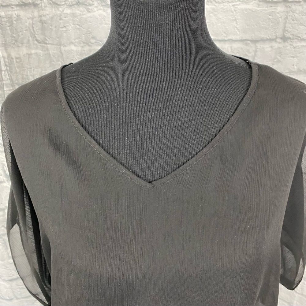 Express sheer top w/cinch waist black size small - Picture 11 of 12